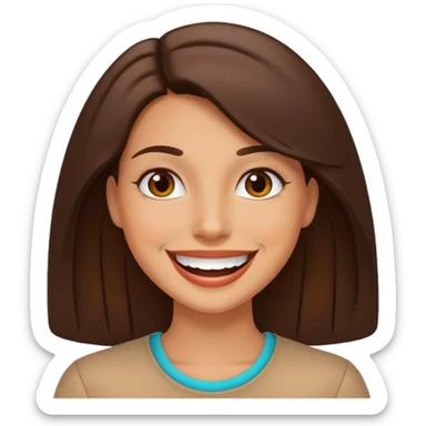 tan, brunette woman who is sunny like the teletubby sun and is optomistic sticker