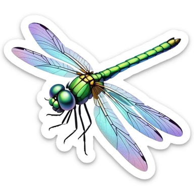 A dragonfly flies over the field. sticker
