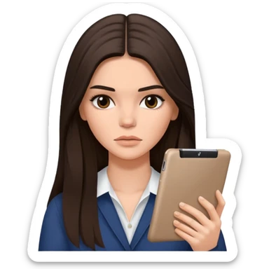 bored brunette  Kendall Jenner with long hair holding iPad emoji sticker
