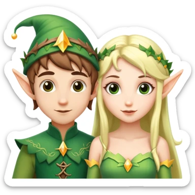 a fairy and elf together sticker