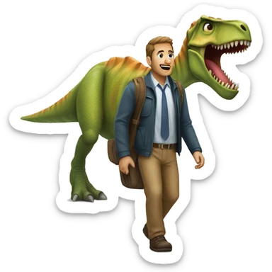 man entering a dinosaur sticker