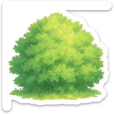 ghibli style lush green bush sticker