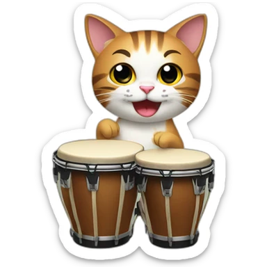Cat with bongos sticker