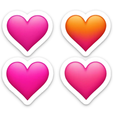 Hot pink and orange colored heart  sticker