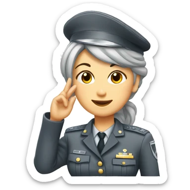 grey hair girl, sergeant, saluting, smirk sticker