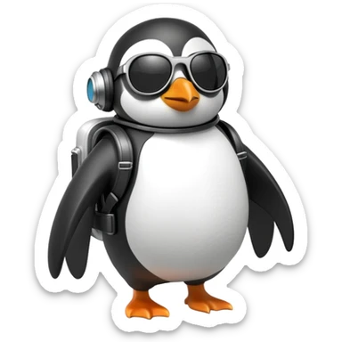 penguin with a jetpack and sunglasses sticker