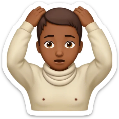 A person with their hands around their neck in a strangling motion sticker