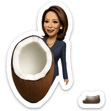 Kamala Harris next to a coconut tree sticker