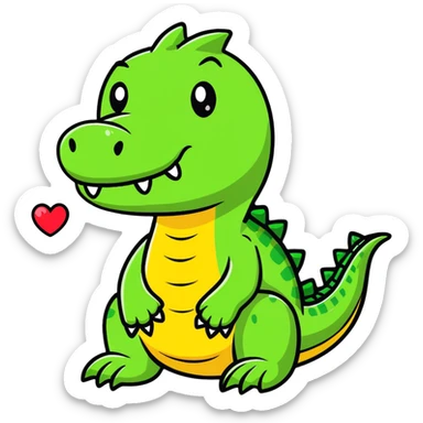 romantic crocodile with heart eyes sticker