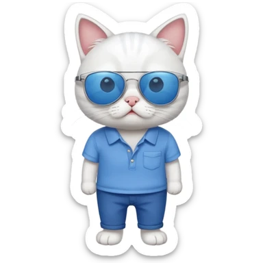Cat with sunglasses with blue shirt pants and shocked sticker