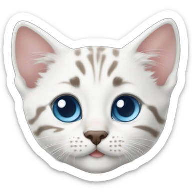 White Bengal kitten blue eyes sticker