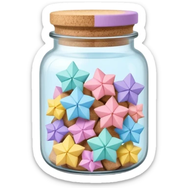 glass jar with cork lid packed with soft pastel origami stars sticker