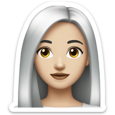 pretty young woman with white skin, black straight hair, black eyes  sticker