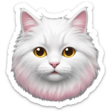 White fluffy cat with pink tipped fur  sticker