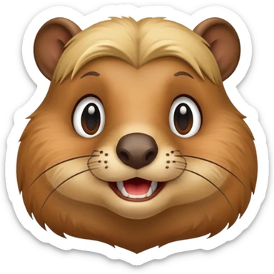 Female beaver rodent teeth and blonde hair sticker