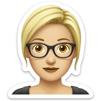 blonde european women with glasses office sticker