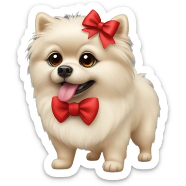 Black Pomeranian dog with red bows sticker
