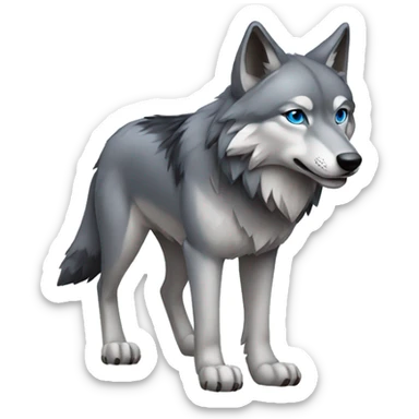 Grey wolf with black points. with blue eyes. full body sticker