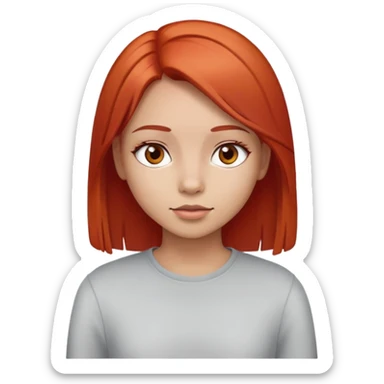 red straight hair girl with brown eyes and light skin sticker