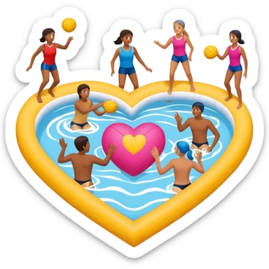 Natación  y voley en un corazón de color  sticker