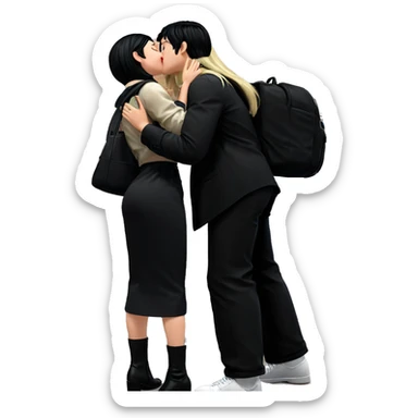 blonde and black hair kiss sticker