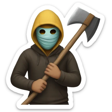 man in mask with axe Friday 13 sticker