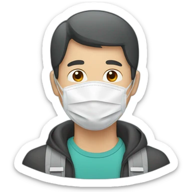 Asian Man with N95 Mask sticker