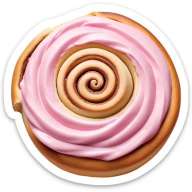coquette cinnamon roll with pink frosting viewed from above sticker