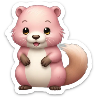 light-pink-fur-kawaii-beaver-with-big-tail sticker