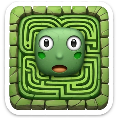 hazme un laberinto de piedra y el centro que sea un cuadrado de puro pasto sticker