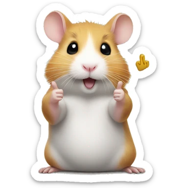 hamster holding up peace sign sticker