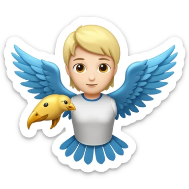 Persona Calva con alas volando sticker