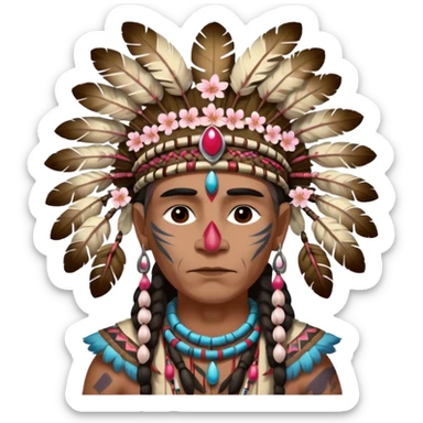 tribal shaman with cherry blossom sticker