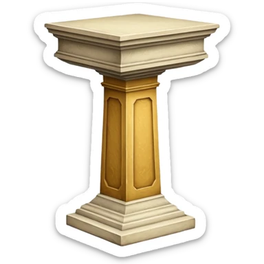 Greek whiteish yellow old ish pedestal that’s not too long a bit short. Only 1 pedestal. The top shoouldnt be that big. Make it forward view not birds view sticker