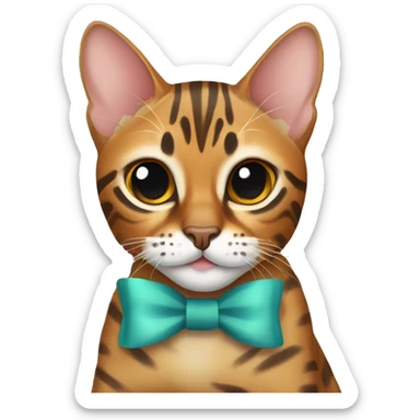 Bengal cat with rad bow sticker