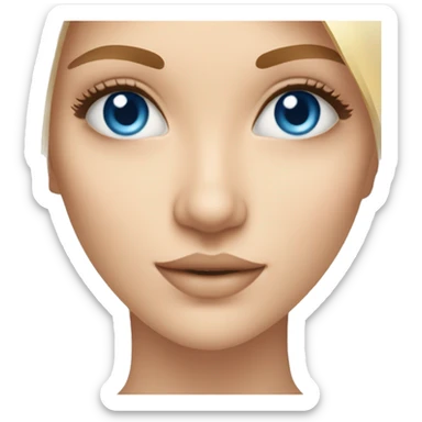 une fille blonde avec yeux bleu, entrain de faire sa skincare sticker
