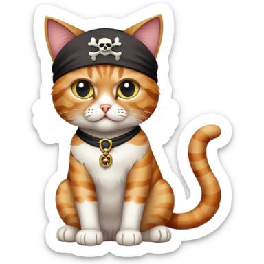 cat full body sitting with a pirate eye patch sticker