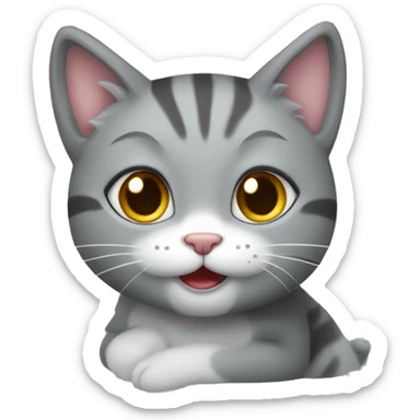 Gatito gris con carita feliz  sticker