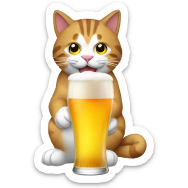 Gato tomando cerveza sticker