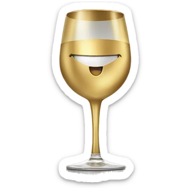 2 gold metal wine glasses cheers sticker