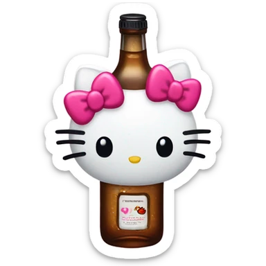 Hello kitty crying with tears with alcohol hello kitty sticker