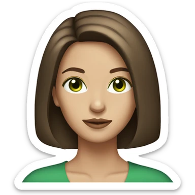 beautiful woman with green eyes and shoulder length straight brown hair sticker