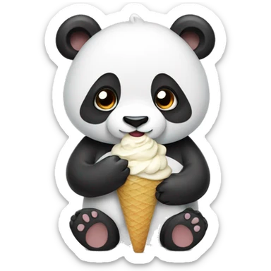 Panda eating ice cream sticker