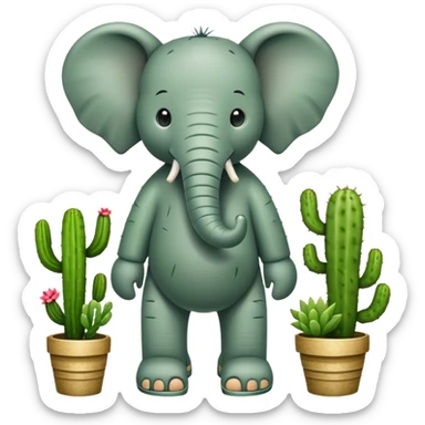 Elefante cactus con sandalias sticker