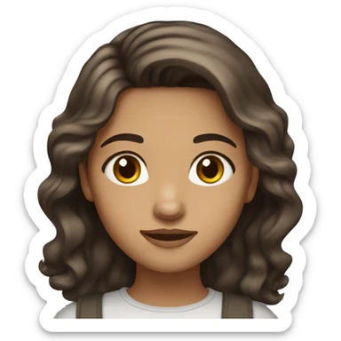 girl with médium skin, brown eyes, wavy dark brown hair sticker
