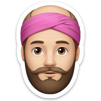 man bearded sport pink headband sticker