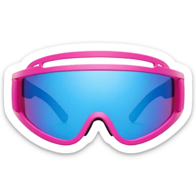 sporty neon hot pink shield visor sunglasses with extra thick frame and integrated strap, heavy-duty build, one-piece mirrored lens with blue reflection sticker