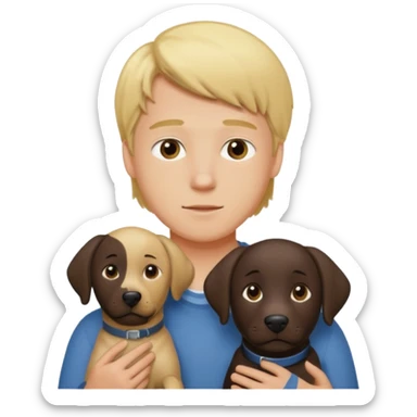 young blond man with dark labrador  sticker