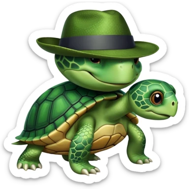 Turtle wearing a fedora  sticker