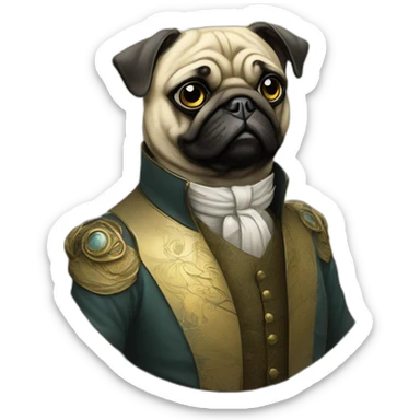 A cyberpunk pug in Art Nouveau style during 1910 sticker